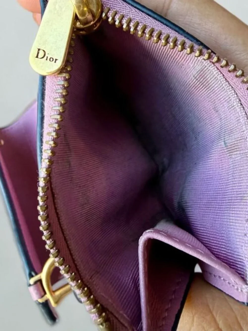 Christian Dior Pink Leather Lotus Saddle Compact Wallet